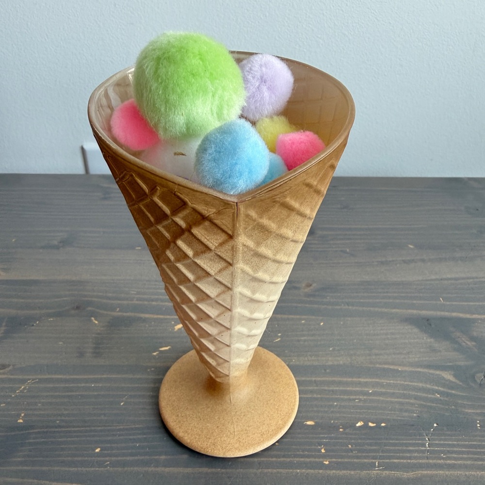 Vintage glass waffle cone ice cream dish